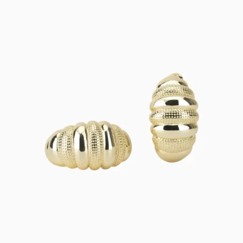 Arracadas De Oro Anchas Onduladas