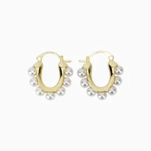 Arracadas De Oro Diseño Con Perlas