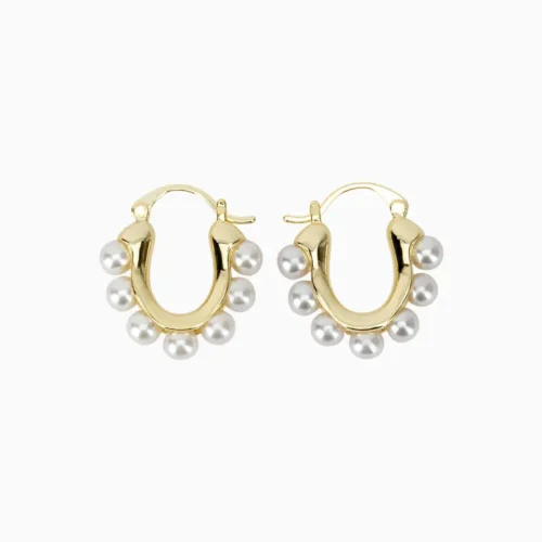 Arracadas De Oro Diseño Con Perlas