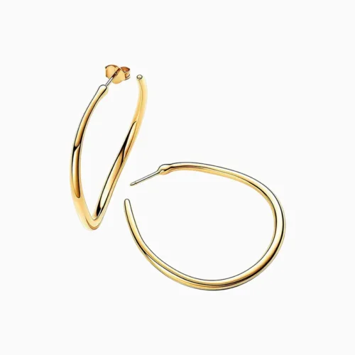 Arracadas De Plata Aro Abierto Dorado 40mm