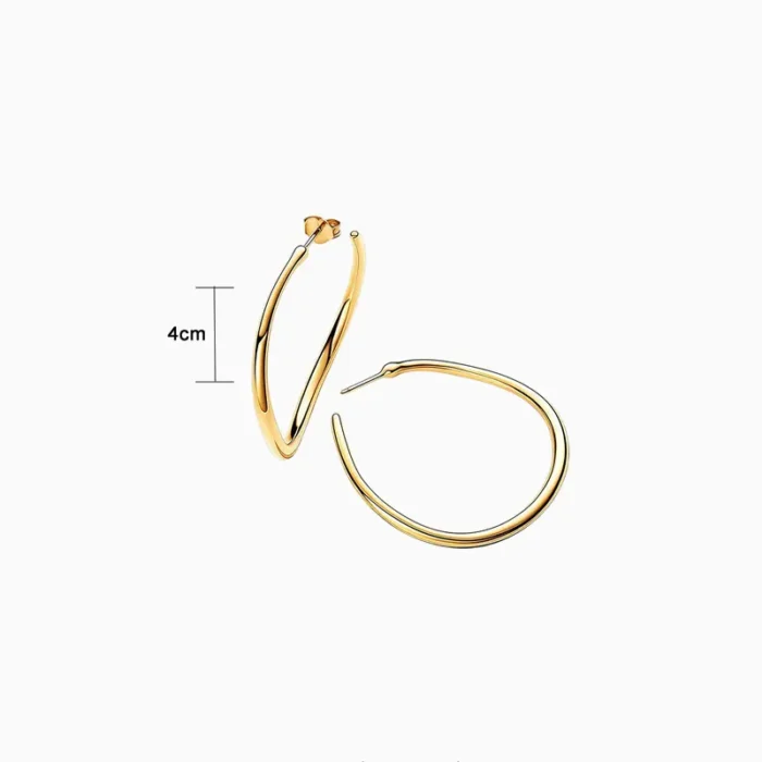 Arracadas De Plata Aro Abierto Dorado 40mm