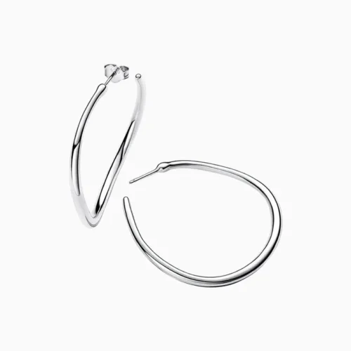 Arracadas De Plata Aro Abierto Plata 40mm