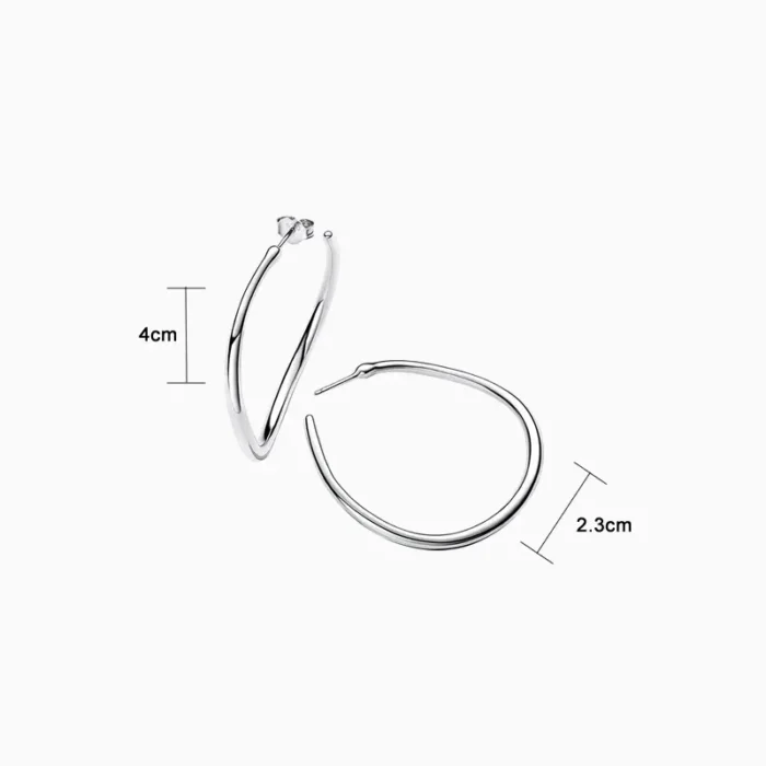 Arracadas De Plata Aro Abierto Plata 40mm