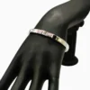 Brazalete De Acero Piedras Rosas