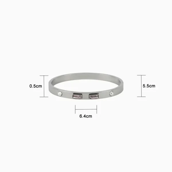 Brazalete De Acero Piedras Rosas
