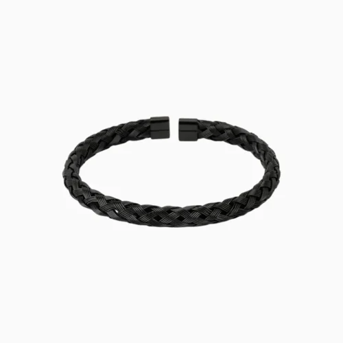 Brazalete De Acero Trenzado Negro