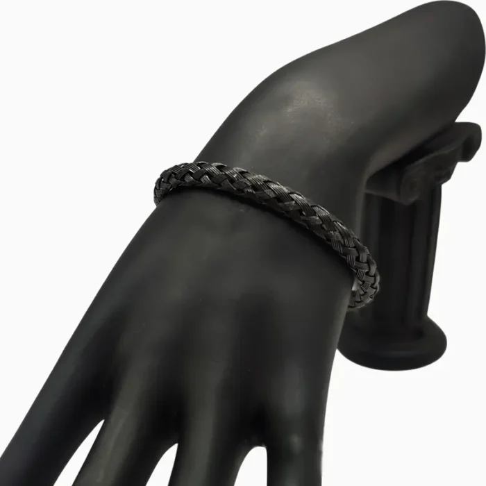 Brazalete De Acero Trenzado Negro