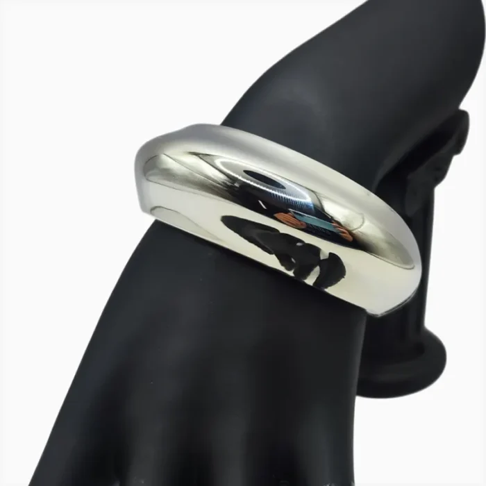 Brazalete De Oro Óvalo Plateado