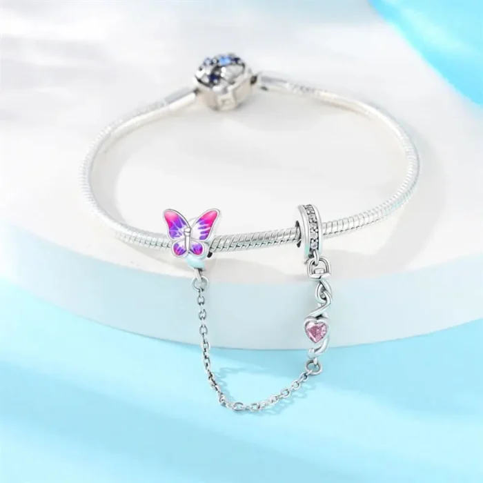 Cadena De Seguridad Mariposa Y Corazón