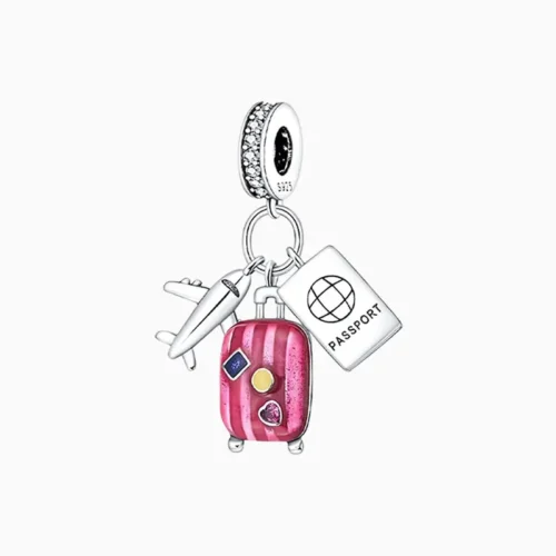 Charm Amo Viajar Rosa