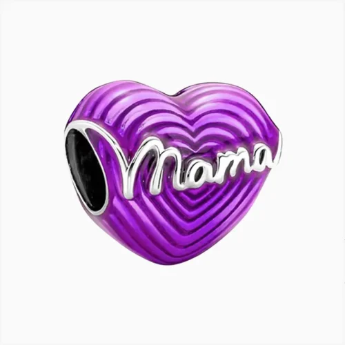 Charm Corazón Morado Mamá
