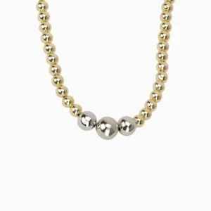 Collar De Oro Cuentas Doble Color