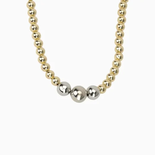 Collar De Oro Cuentas Doble Color