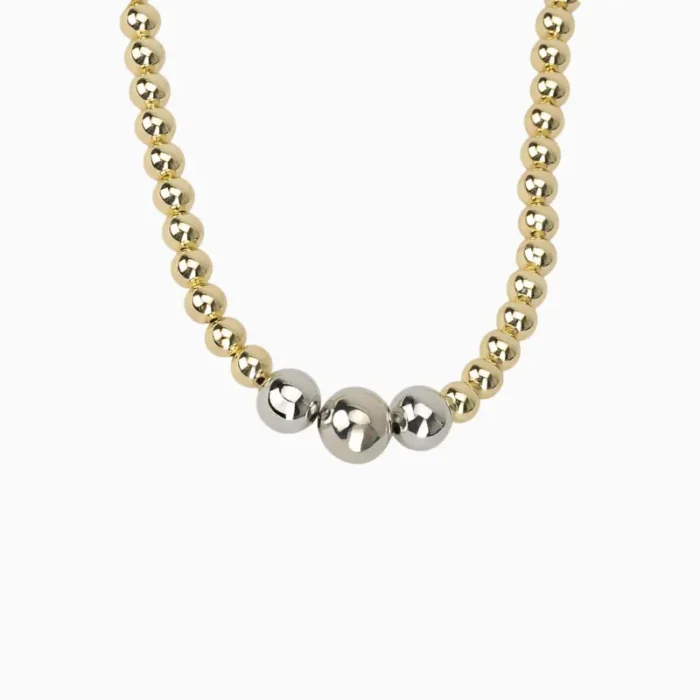 Collar De Oro Cuentas Doble Color