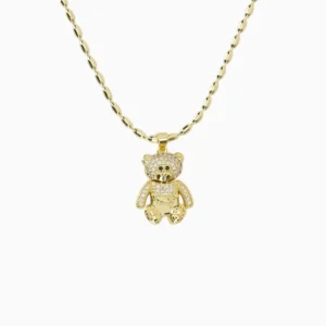 Collar De Oro Dije Oso Brillante
