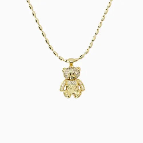 Collar De Oro Dije Oso Brillante