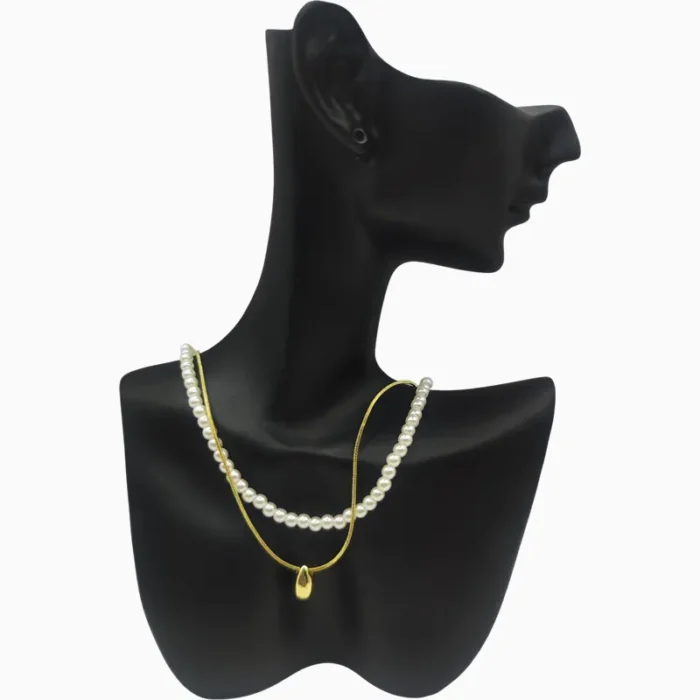 Collar De Oro Dorado Perlas Blancas