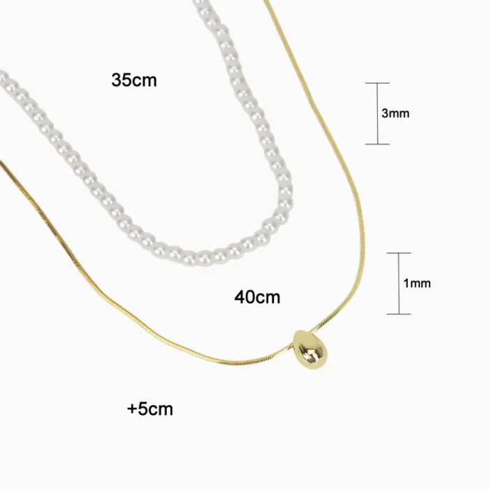 Collar De Oro Dorado Perlas Blancas