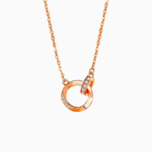 Collar De Plata Círculos Entrelazados Rosa