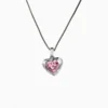 Collar De Plata Corazón Rosa