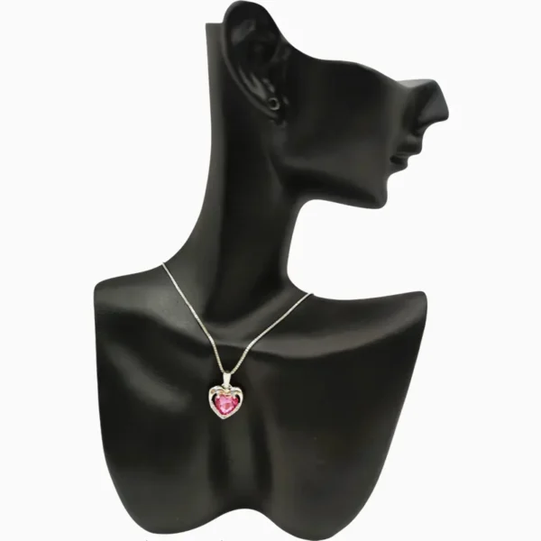 Collar De Plata Corazón Rosa