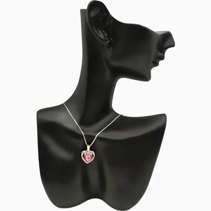Collar De Plata Corazón Rosa