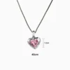 Collar De Plata Corazón Rosa