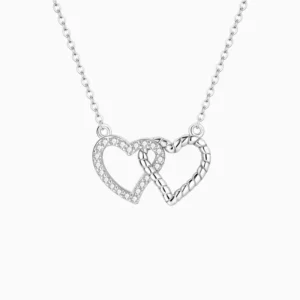 Collar De Plata Corazones entrelazados