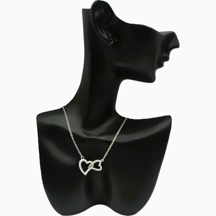 Collar De Plata Corazones entrelazados