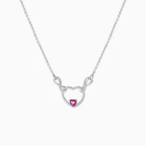 Collar De Plata Dije Corazón Rojo