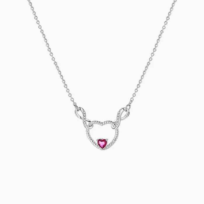 Collar De Plata Dije Corazón Rojo