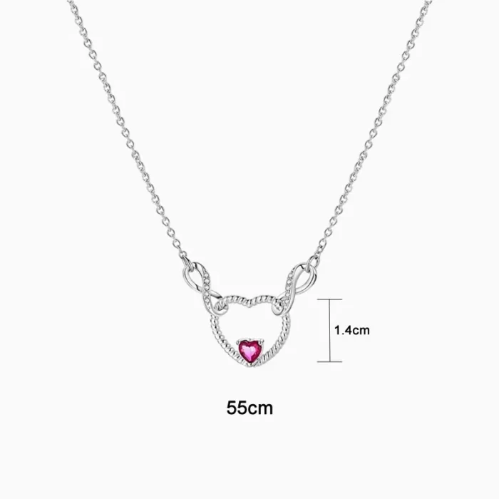 Collar De Plata Dije Corazón Rojo