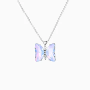 Collar De Plata Dije Mariposa Morada