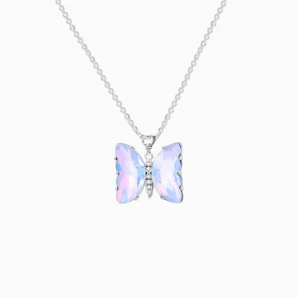 Collar De Plata Dije Mariposa Morada