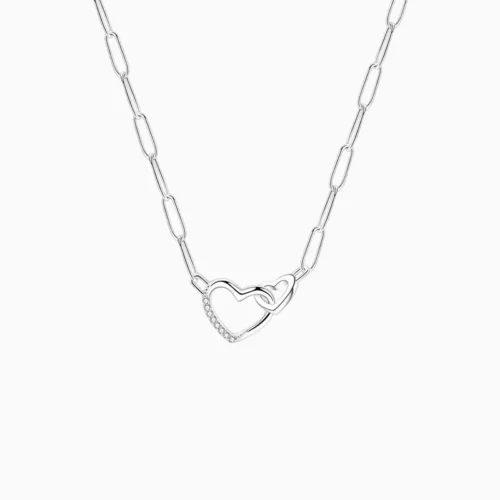 Collar De Plata Eslabón Corazones ME