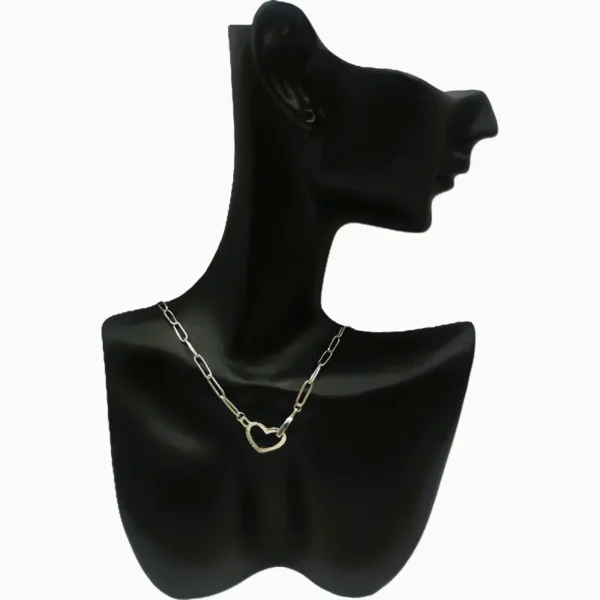 Collar De Plata Eslabón Corazones ME