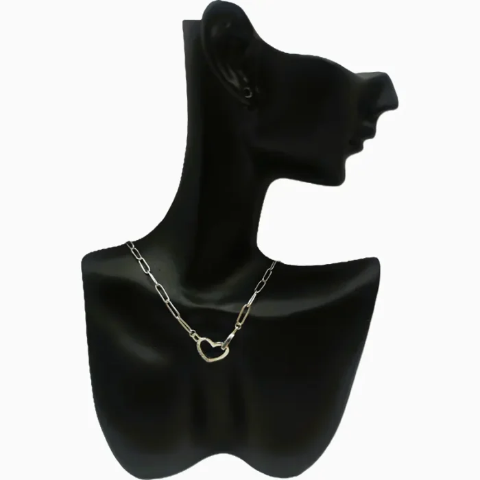Collar De Plata Eslabón Corazones ME