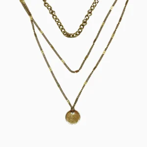 Collar De Plata Triple Dije Dorado