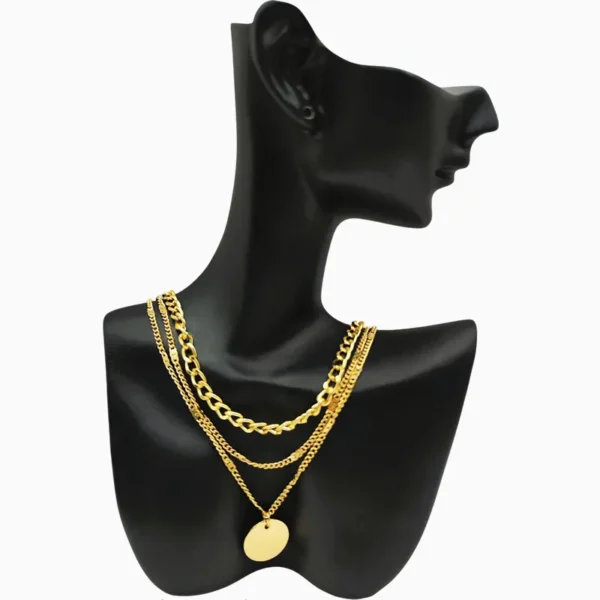 Collar De Plata Triple Dije Dorado