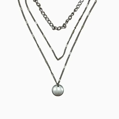 Collar De Plata Triple Dije Plateado