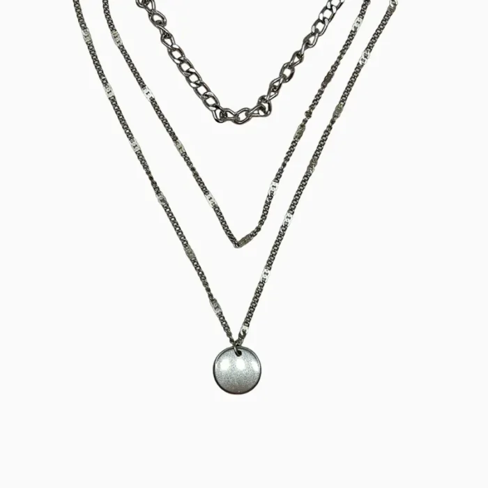 Collar De Plata Triple Dije Plateado
