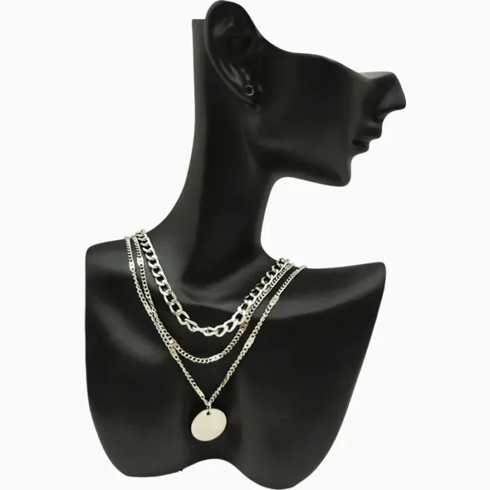Collar De Plata Triple Dije Plateado