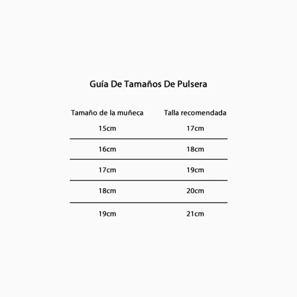 Guia de tamaños de pulseras