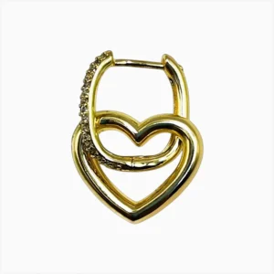 Aretes Huggies De Oro Corazón Dorado