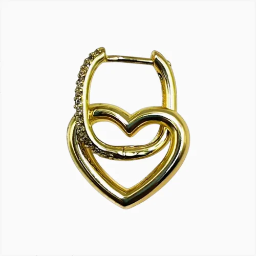 Aretes Huggies De Oro Corazón Dorado