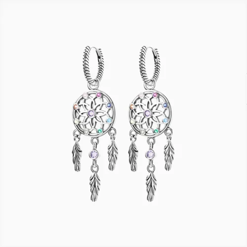 Aretes Huggies De Plata Atrapasueños