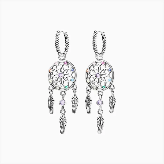 Aretes Huggies De Plata Atrapasueños
