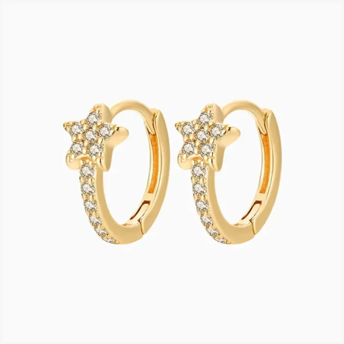Aretes Huggies De Plata Estrella Brillante