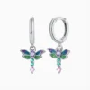 Aretes Huggies De Plata Libélula Brillante