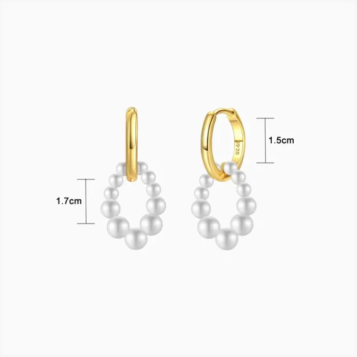 Huggies De Plata Perlas Blancas